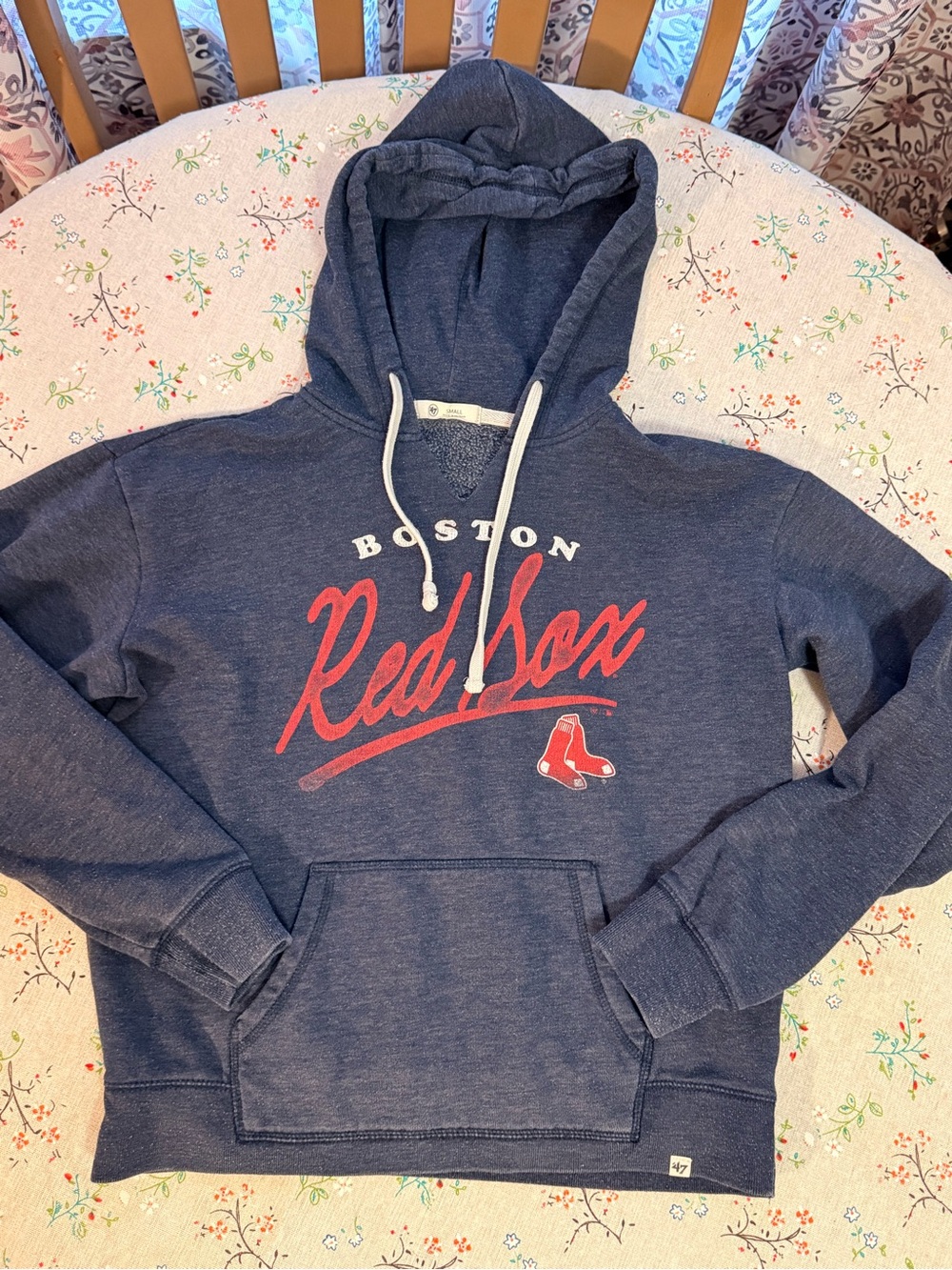 47 Brand Navy Hoodie with Red Boston Red Sox Script